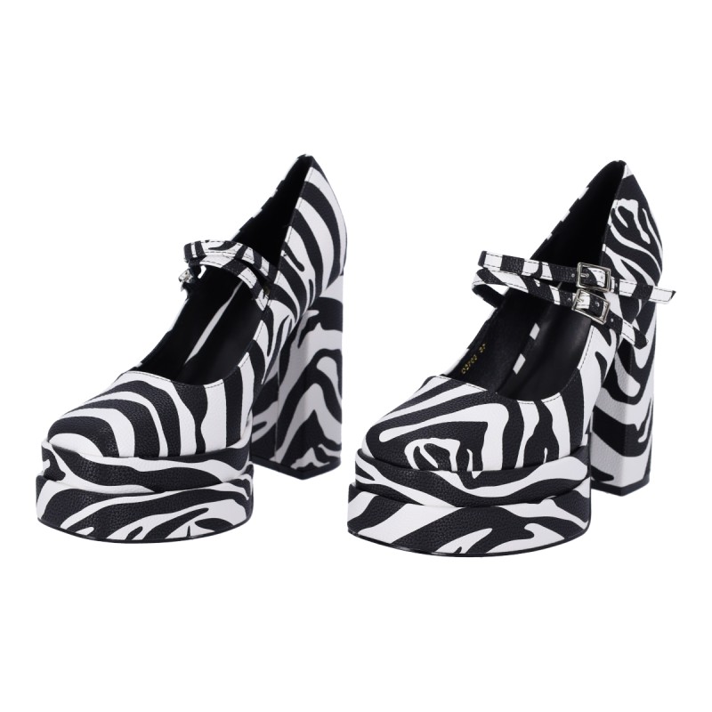 Mia Shoes Γυναικείες Γόβες με Χοντρό Τακούνι και Σχέδιο "Zebra" Mia Shoes Γυναικείες Γόβες με Χοντρό Τακούνι και Σχέδιο "Zebra"