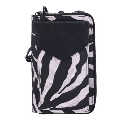 Χιαστή Πορτοφόλι Τσαντάκι Με Σχεδίο Animal Print Μαύρο Χρώμα