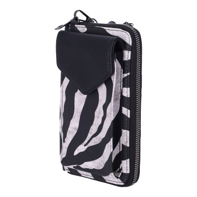 Χιαστή Πορτοφόλι Τσαντάκι Με Σχεδίο Animal Print Μαύρο Χρώμα