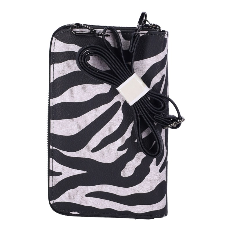 Χιαστή Πορτοφόλι Τσαντάκι Με Σχεδίο Animal Print Μαύρο Χρώμα