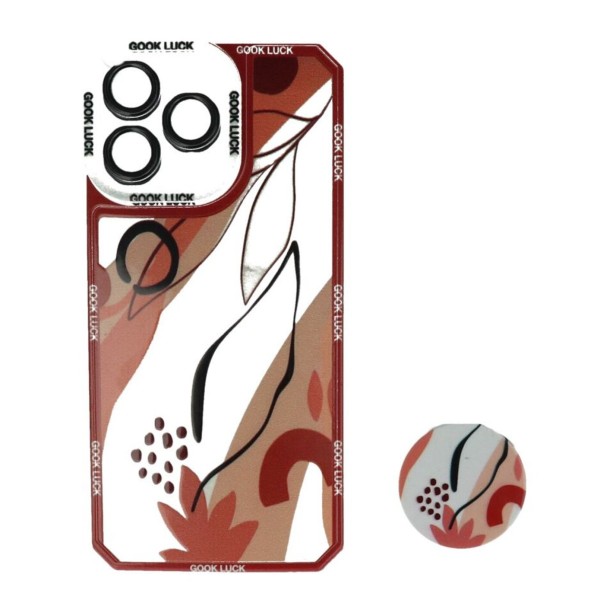 Back Cover Θήκη Σιλικόνης Διάφανη Με Σχέδιο Φύλλα Και Pop Socket (Iphone 14 Pro Max)