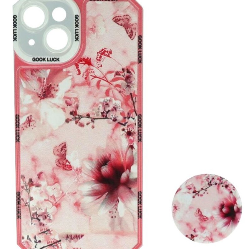Back Cover Θήκη Σιλικόνης Με Σχέδιο Λουλούδια Και Pop Socket (Iphone 14) Back Cover Θήκη Σιλικόνης Με Σχέδιο Λουλούδια Και Pop Socket (Iphone 14)