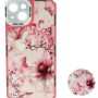 Back Cover Θήκη Σιλικόνης Με Σχέδιο Λουλούδια Και Pop Socket (Iphone 14)