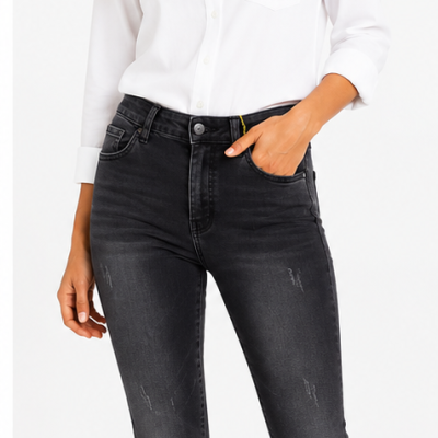 Selfy Jeans High Waist Skinny Fit Women's Jean Pants Black