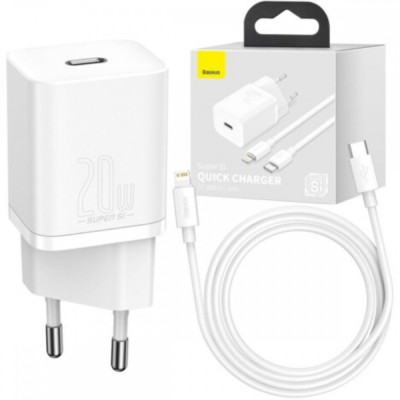 Baseus TZCCSUP-B02 Σετ Φόρτισης 20W Με Θύρα USB-C και Καλώδιο Type C σε Lightning