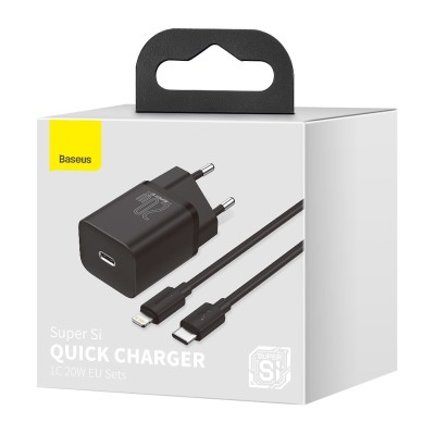 Baseus TZCCSUP-B02 Σετ Φόρτισης 20W Με Θύρα USB-C και Καλώδιο Type C σε Lightning