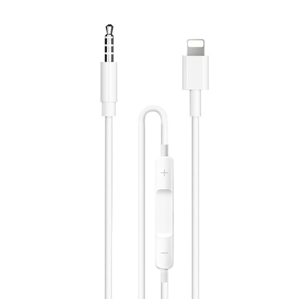 Earldom ET-AUX42 Καλώδιο Lightning to 3.5mm AUX Audio Με Κουμπί Ρύθμισης Έντασης Άσπρο