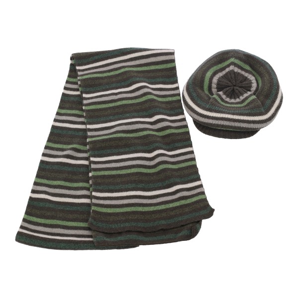 Fonem Women's Set With Striped Hat In Green Color