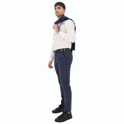 Polo Romano Ανδρικό Παντελόνι Chino σε Μπλε Χρώμα Polo Romano Ανδρικό Παντελόνι Chino σε Μπλε Χρώμα