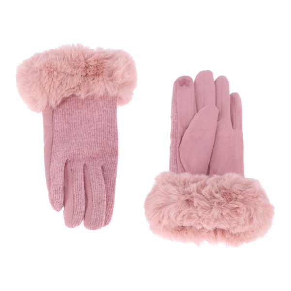 Super Q&Y Women's Gloves Monochrome with Fur