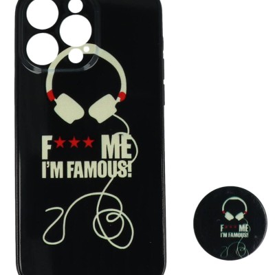 Fashion Case Back Cover Θήκη Με Σχέδιο I'm Famous Και Pop Socket (Iphone 14 Pro Max)