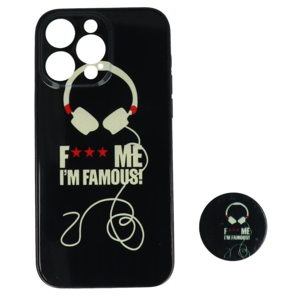 Fashion Case Back Cover Θήκη Με Σχέδιο I'm Famous Και Pop Socket (Iphone 14 Pro Max)