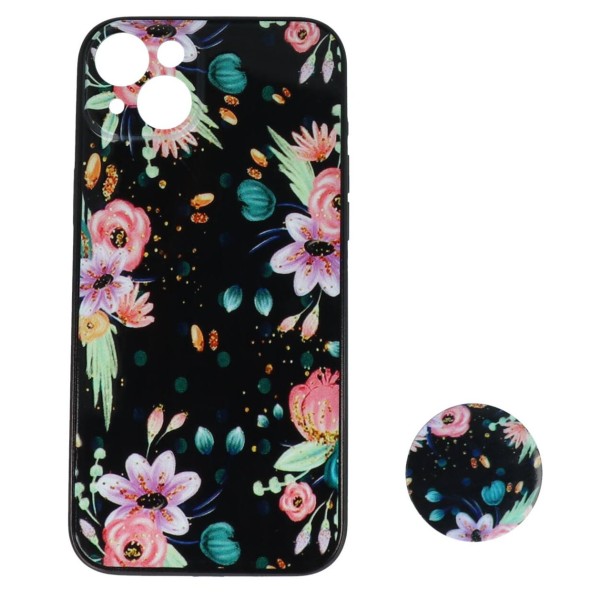 Fashion Case Back Cover Θήκη Με Σχέδιο Λουλούδια Και Pop Socket (Iphone 14 Plus)