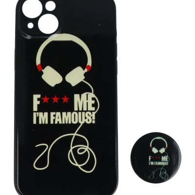 Fashion Case Back Cover Θήκη Με Σχέδιο I'm Famous Και Pop Socket (Iphone 14 Plus)