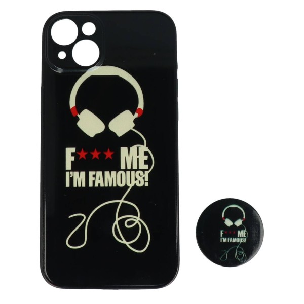 Fashion Case Back Cover Θήκη Με Σχέδιο I'm Famous Και Pop Socket (Iphone 14 Plus)