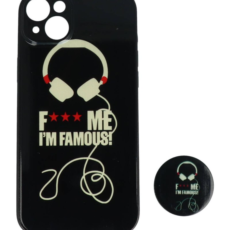 Fashion Case Back Cover Θήκη Με Σχέδιο I'm Famous Και Pop Socket (Iphone 14 Plus)
