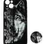 Fashion Case Back Cover Θήκη Με Σχέδιο Λύκος Και Pop Socket (Iphone 14 Plus)