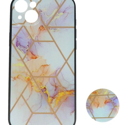 Fashion Case Back Cover Θήκη Με Σχέδιο Μάρμαρο Πολύχρωμο Και Pop Socket (Iphone 14 Plus)