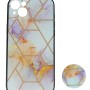 Fashion Case Back Cover Θήκη Με Σχέδιο Μάρμαρο Πολύχρωμο Και Pop Socket (Iphone 14 Plus)