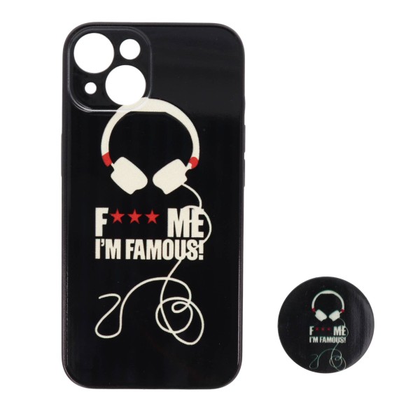 Fashion Case Back Cover Θήκη Με Σχέδιο I'm Famous Και Pop Socket (Iphone 14)