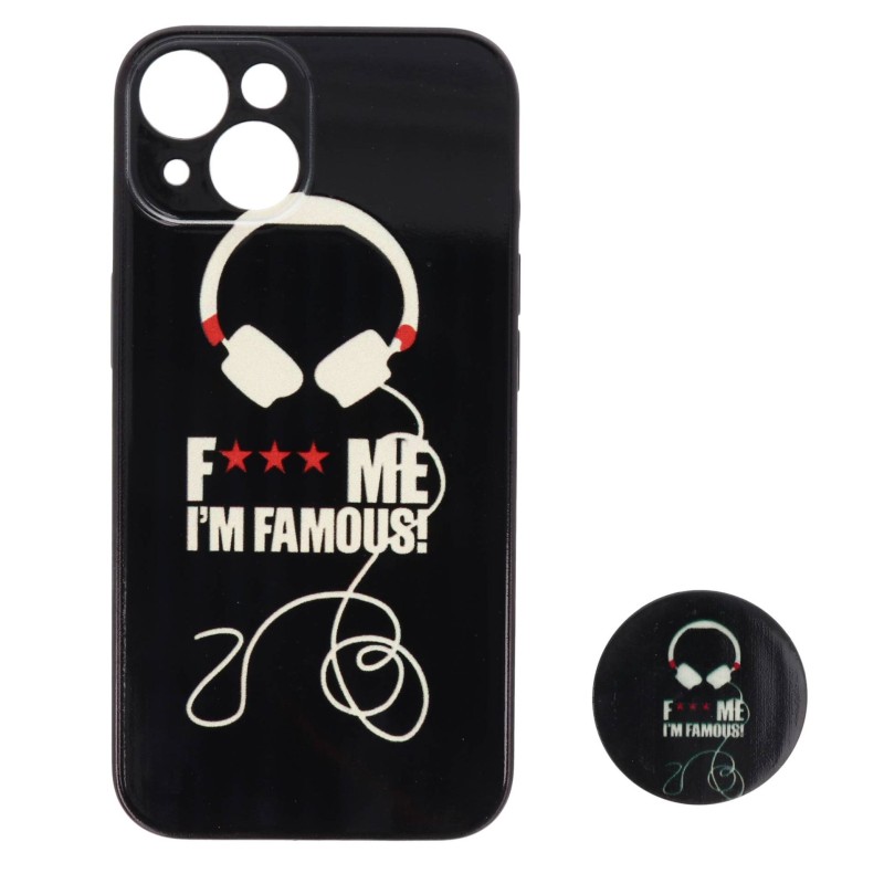 Fashion Case Back Cover Θήκη Με Σχέδιο I'm Famous Και Pop Socket (Iphone 14)