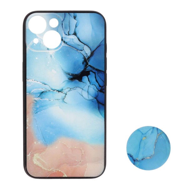 Fashion Case Θήκη Back Cover Με Σχέδιο Μάρμαρο Πολύχρωμο Και Pop Socket (Iphone 14)