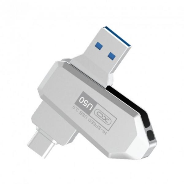 XO U50 USB Stick 32 GB Με Σύνδεση USB-A & USB-C  Ασημί