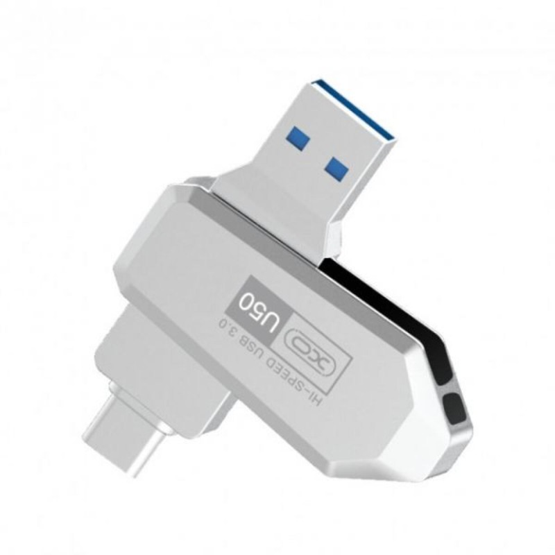XO U50 USB Stick 32 GB Με Σύνδεση USB-A & USB-C Ασημί XO U50 USB Stick 32 GB Με Σύνδεση USB-A & USB-C Ασημί