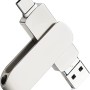 Flash Drive USB Stick 16GB Με Σύνδεση USB-A & USB-C Ασημί