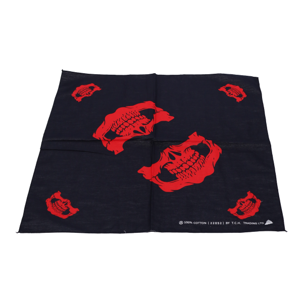Μπαντάνα Τετράγωνη με Τύπωμα Νεκροκεφαλι  52Χ52εκ Μαύρο-Κόκκινο