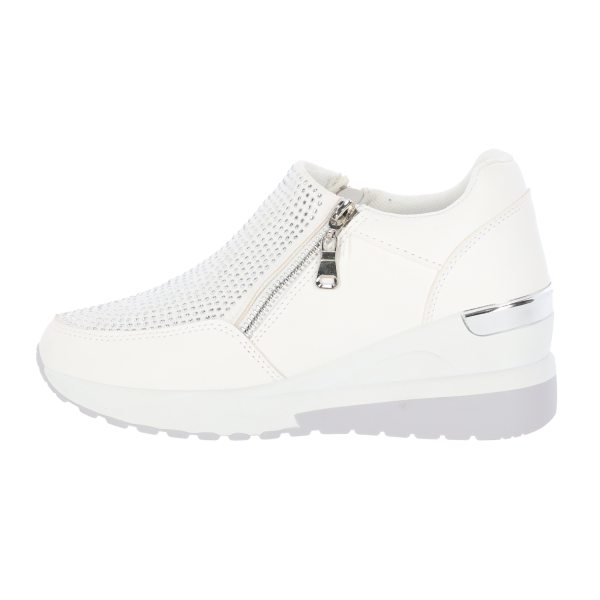 PLATO Γυναικεία Sneakers σε Άσπρο Χρώμα με Στρας