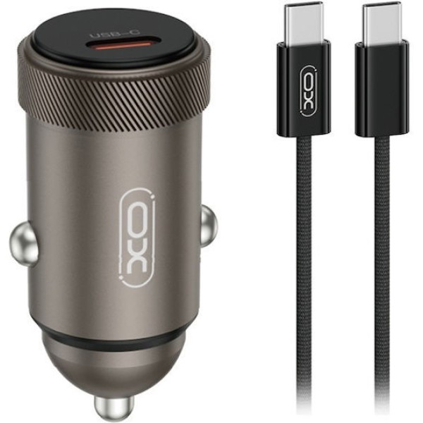 XO CC70 Φορτιστής Αυτοκινήτου Με 1 Θύρα USB-C Και Καλώδιο Type-C Σε Type-C 30W