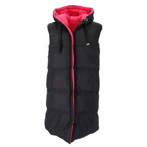 For She Μακρύ Γυναικείο Αμάνικο Puffer Μπουφάν Ανοιξιάτικο - Φθινοπωρινό Φουξία