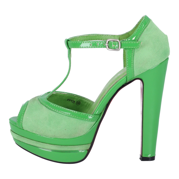 Beautiful Shoes Suede Women's Chunky High Heel Sandals Green