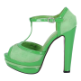 Beautiful Shoes Γυναικεία Πέδιλα με Χοντρό Τακούνι σε Πράσινο Χρώμα