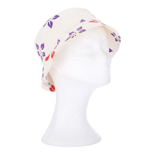 Καπέλο Γυναικείο Ψάθινο Καβουράκι Εκρου Χρώμα με Λουλουδάκια
