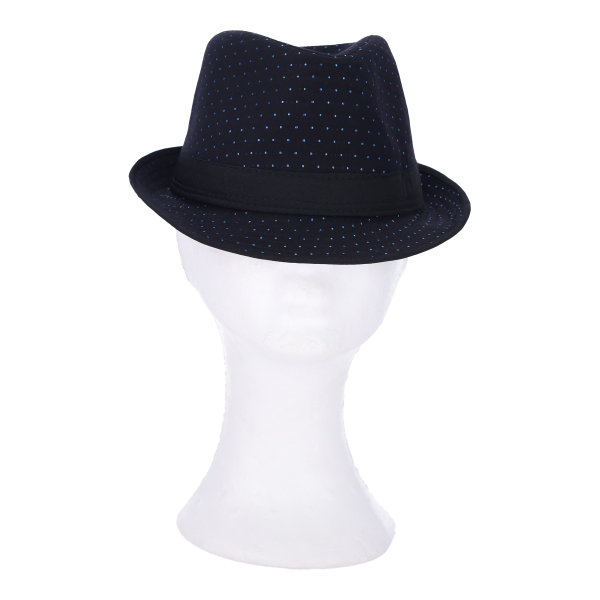 Ανδρικό Υφασμάτινο Καπέλο με Πουά Σχέδιο σε Μαύρο Χρώμα