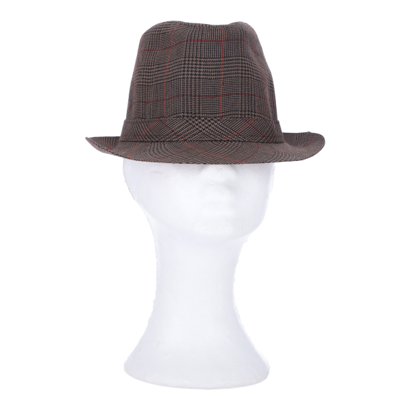 Ανδρικό Υφασμάτινο Καπέλο με Καρό Σχέδιο σε Μπεζ Χρώμα
