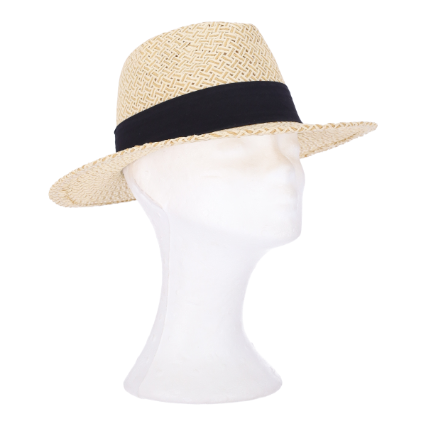 Unisex Ψάθινο Καπέλο με Μαύρη Κορδέλα