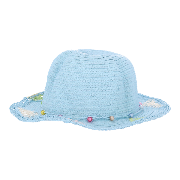 Παιδικό Ψάθινο Καπέλο σε Γαλάζιο Χρώμα