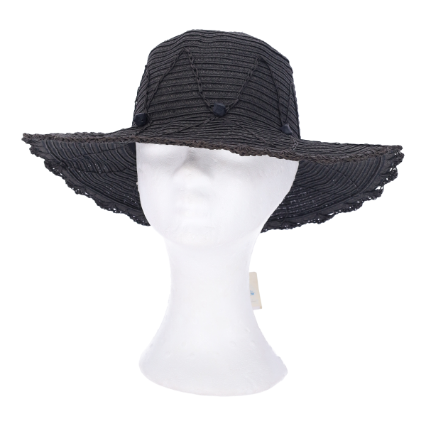 Καπέλο Γυναικείο Ψάθινο σε Μαυρο Χρώμα 58 cm