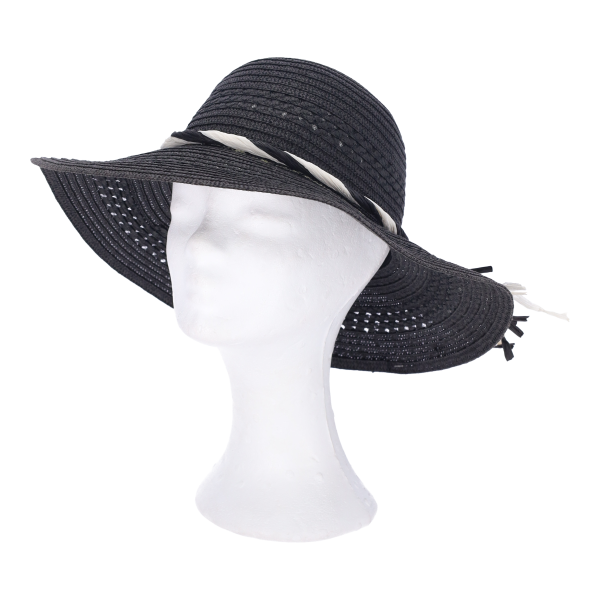 Καπέλο Γυναικείο Ψάθινο Μαυρο Χρώμα  57 cm