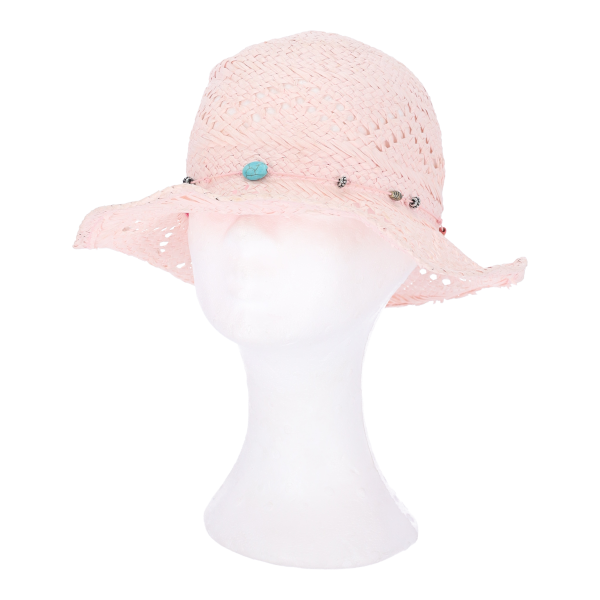 Funky Fish Καπέλο Γυναικείο Ψάθινο Καβουράκι Ροζ Χρώμα