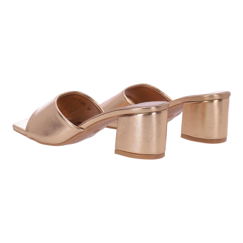 PLATO Δερμάτινα Mules με Χοντρό Τακούνι
