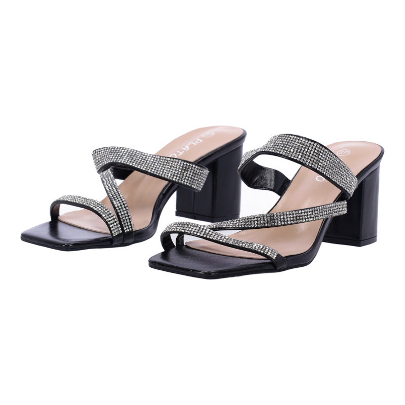 PLATO Mules με Χοντρό Τακούνι και Στρας PLATO Mules με Χοντρό Τακούνι και Στρας