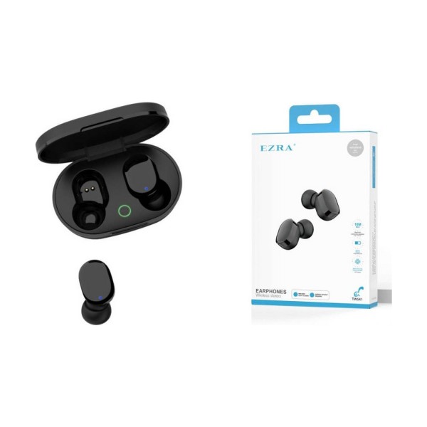 Ezra TWS41 In Ear Bluetooth Handsfree Ακουστικά Με Θήκη Φόρτισης Μαύρα