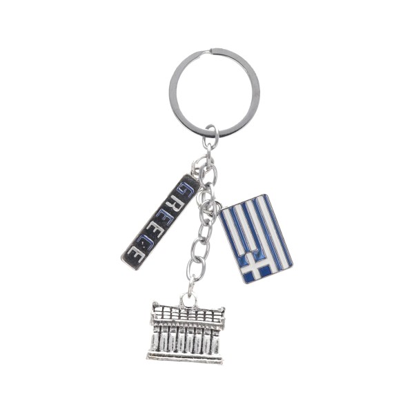 Μπρελόκ Μεταλλικό Greece Με Ελληνική Σημαία Και Παρθενώνας