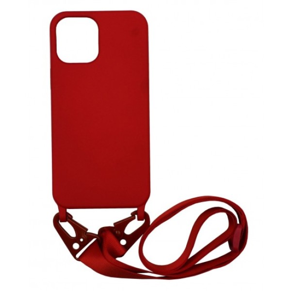 Back Cover Θήκη Σιλικόνης Με Ρυθμιζόμενο Λουράκι Κόκκινο (Iphone 11 Pro Max)