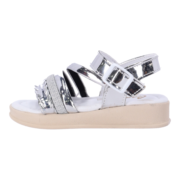 CANSU Children's Sandals with Scratches Patent Silver