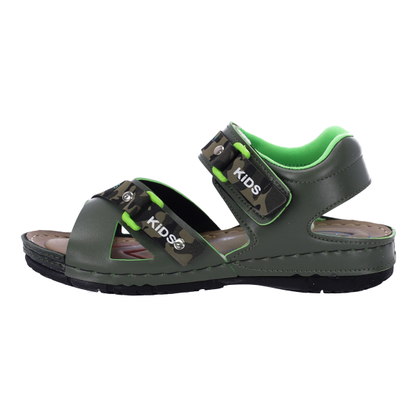 Poliva Anatomical Children's Sandals with Scratches in Green Color
